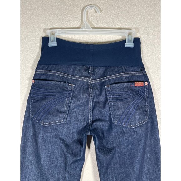 7 For All Mankind DOJO Maternity Crop Jeans Stretch Embroidered Back Pockets - Picture 2 of 7